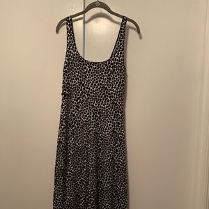 Midi dress - heart print. Black, cream combo